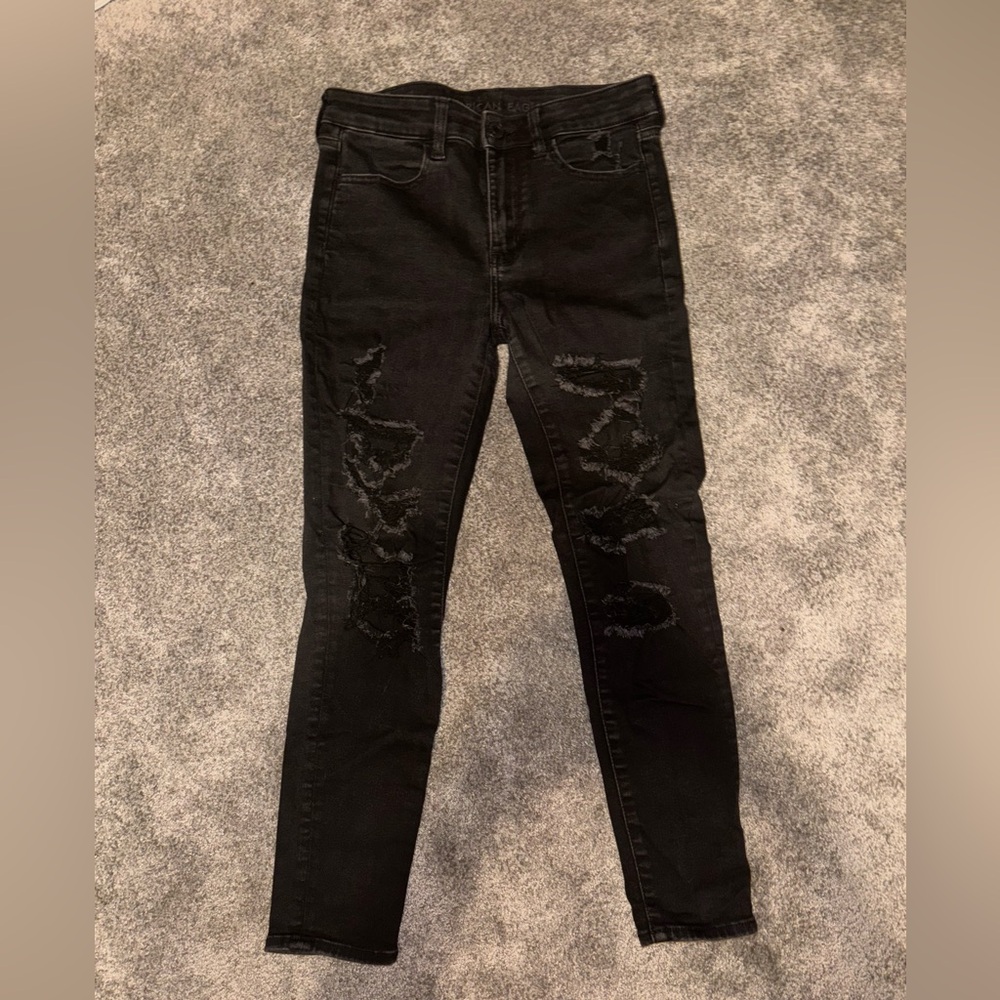American Eagle Outfitters Black Skinny Distressed Jeans